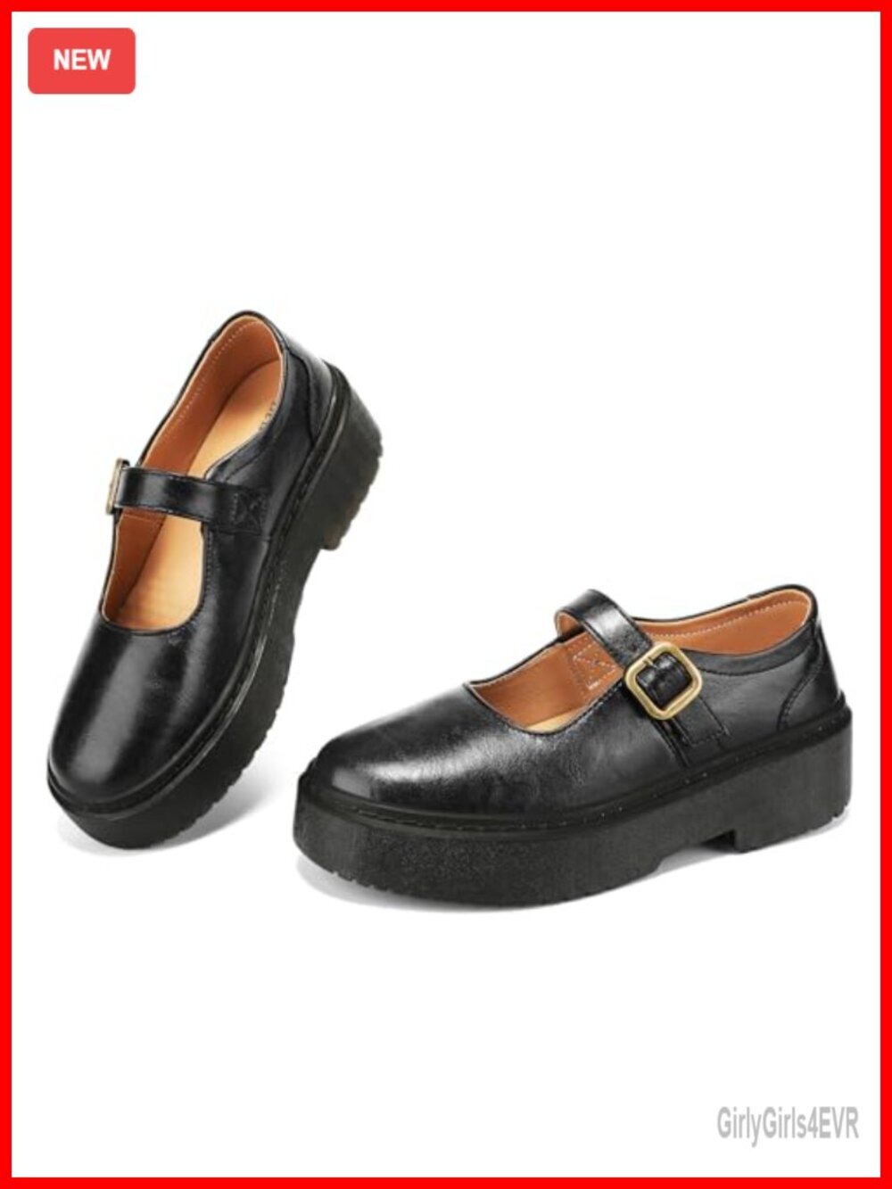 Women's Mary Jane Flats with Chunky Heel and Platform Sole